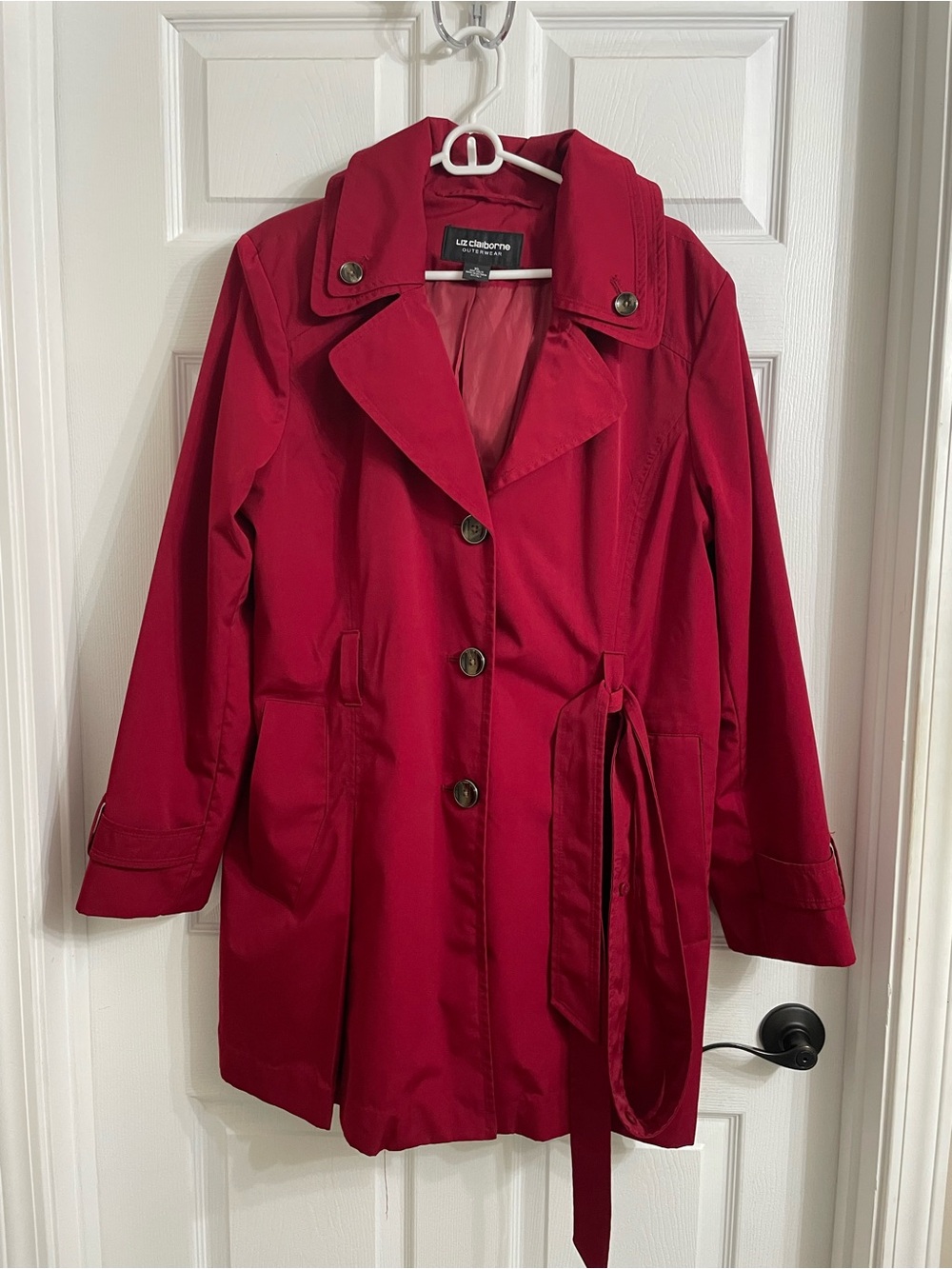 Liz Claiborne deep red xl Belted Trench Coat